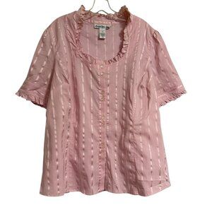 Denim 24/7 Pink Blouse SZ 20W Twee‎ Milkmaid Victorian Cottagecore